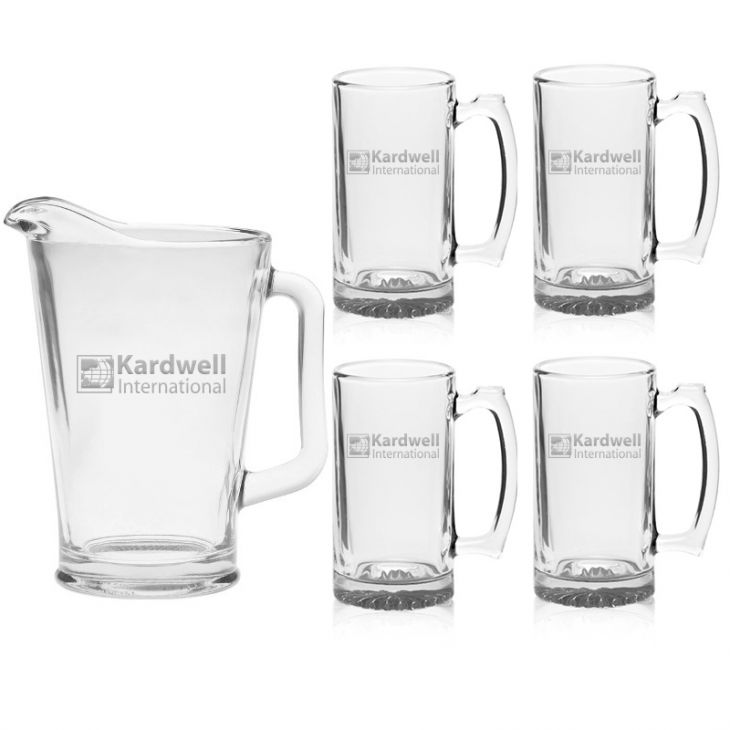Glass Pitcher and Mug Set Etched / Engraved main image